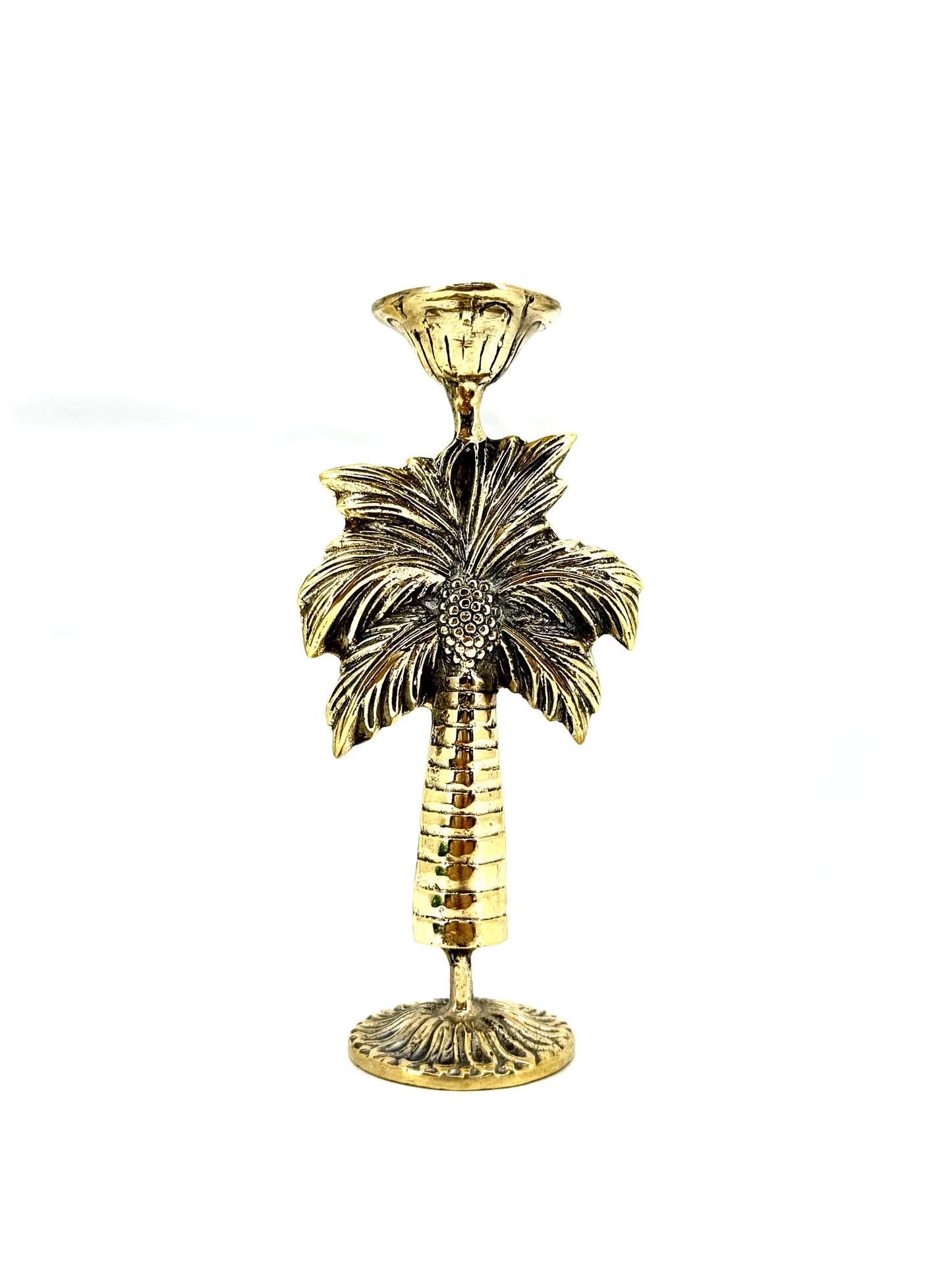 Palm tree brass candle holder