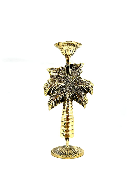 Palm tree brass candle holder
