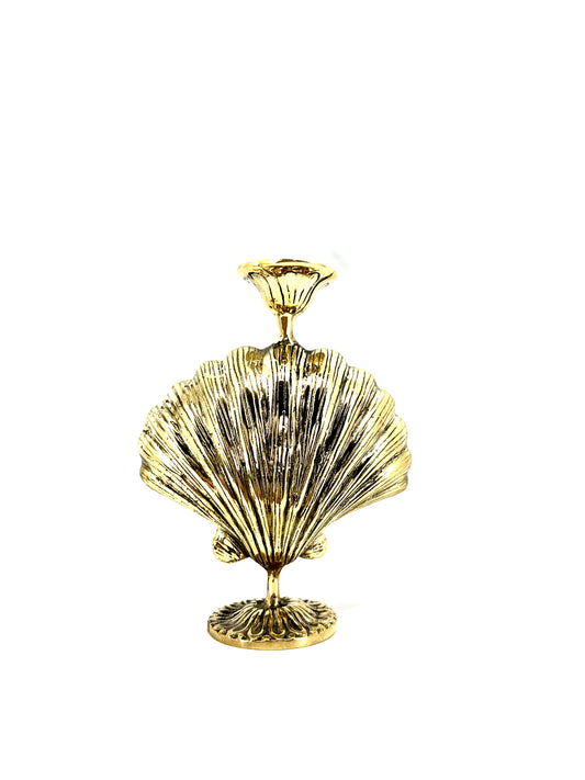 Shell brass candle holder